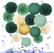 Lampion - Slinger di pompon con decorazioni per compleanni, matrimoni e baby shower con accenti dorati rosati