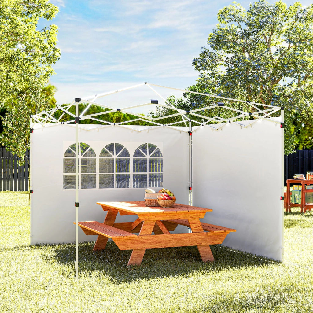 Pannelli laterali per gazebo 3x3 m con finestra ¨C zephmum ¨C Tessuto Oxford bianco, 2 pezzi
