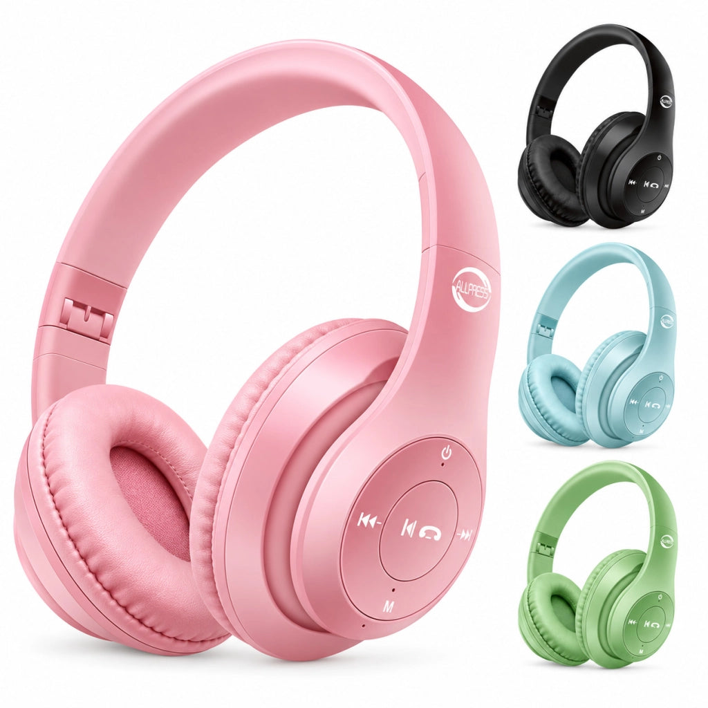 CUFFIE WIRELESS ALLPRESS STEREO MICRO SD MUSICA CHIAMATE OVER EAR AS-08133