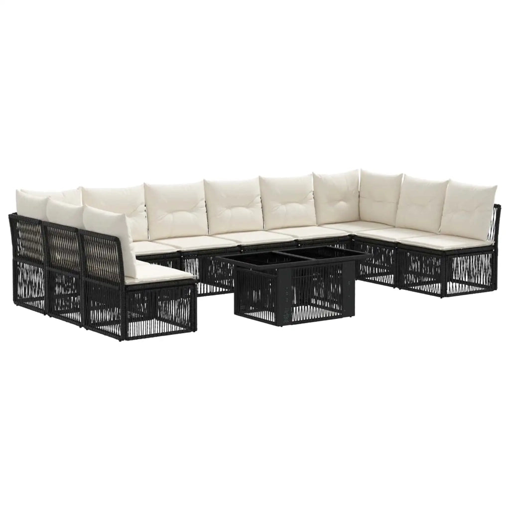 Set Divano da Giardino 11 pz Nero polyrattan 3436519