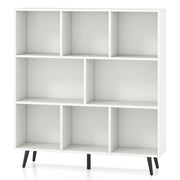 Organizzatore di stoccaggio moderno con 5 gambe di metallo affusolate, Libreria a 8 cubi studio camera da letto Bianco-Librerie