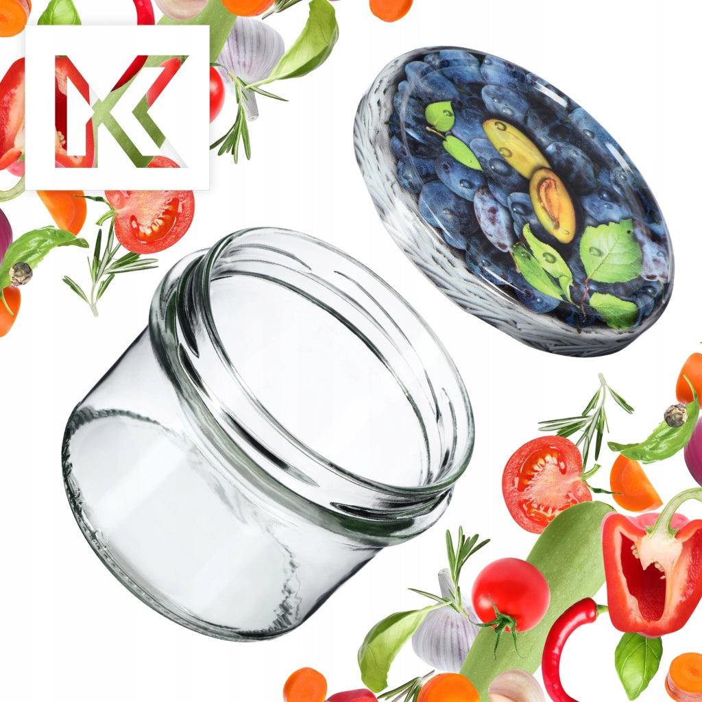 KADAX Barattoli per conserva Tartu 235ml 50pz 82mm + Coperchi "Prugna"