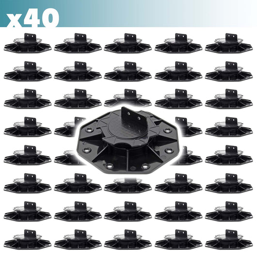 Set 40 supporti per pavimenti galleggianti, Altezza regolabile 18-25mm Max 2700 kg, Piedini per Decking