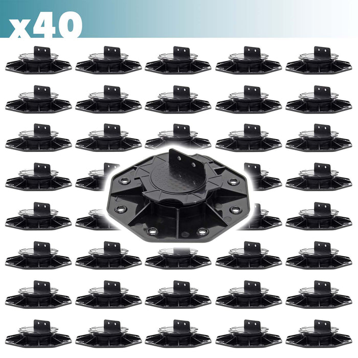 Set 40 supporti per pavimenti galleggianti, Altezza regolabile 18-25mm Max 2700 kg, Piedini per Decking
