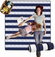 Asciugamano impermeabile per picnic 200 x 200 cm - Grande asciugamano per picnic all'aperto - Asciugamano per spiaggia con maniglia di trasporto e resistente al sabbia - Resistente al calore - Campeggio e picnic per famiglie - Blu