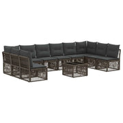 Set Divano da Giardino 11 pcs Grigio polyrattan