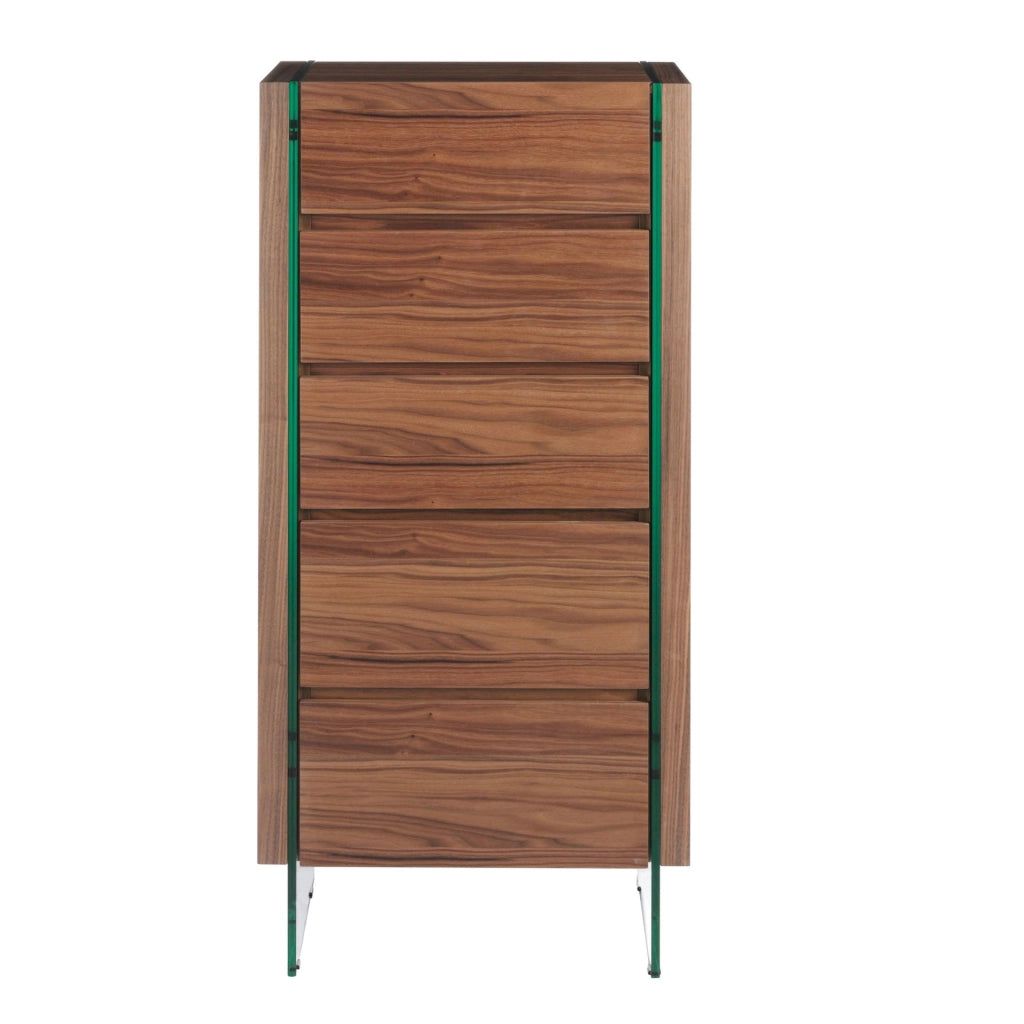 Chiffoniera in noce e vetro temperato