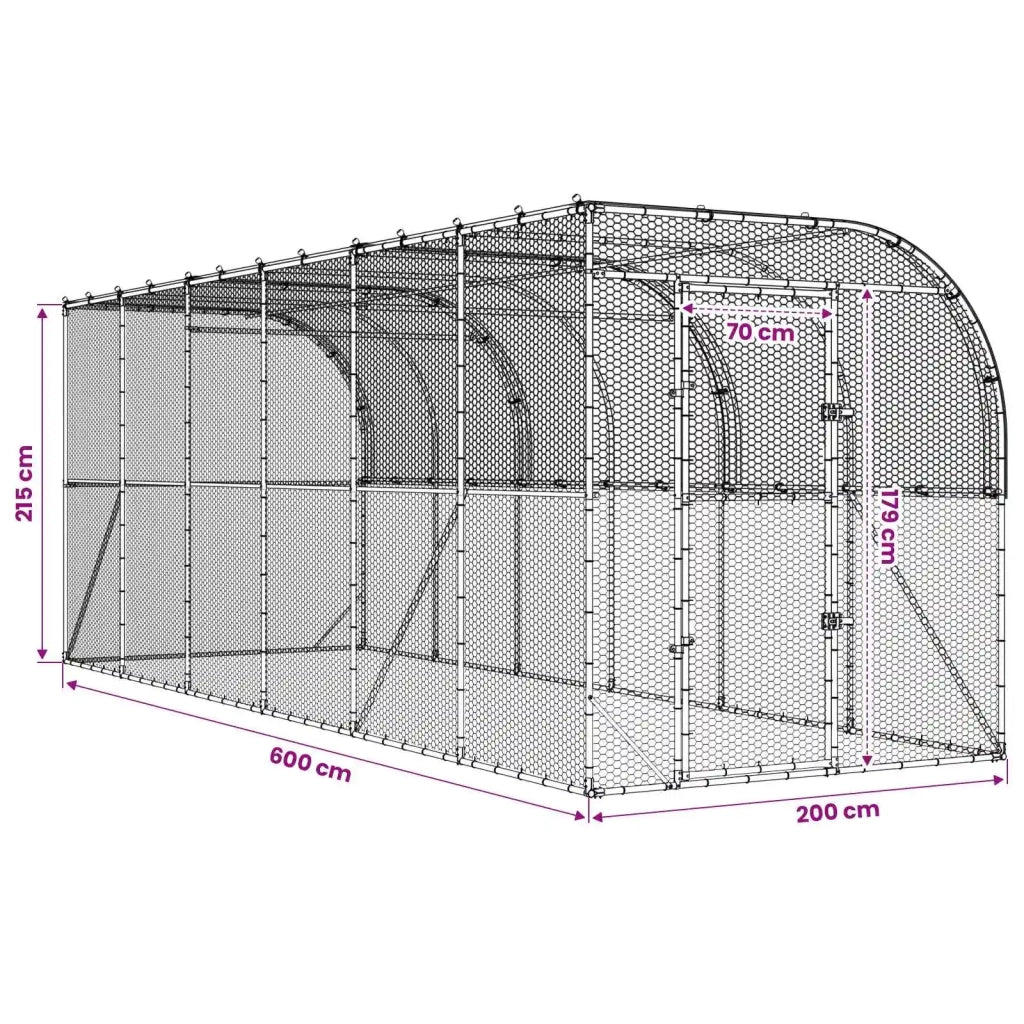 Gabbia per Polli Contro il Muro Argento 600 x 150 x 215 cm 3434737