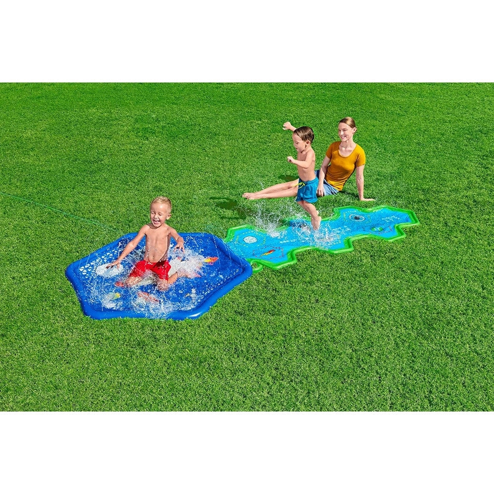 Trade Shop - Tappetino Gonfiabile Con Fontana Spruzzi Base Spaziale 335x150cm Adventure 52571 -