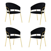 Sedie da sala da pranzo set da 4 Aurelia con schienale in velluto nero