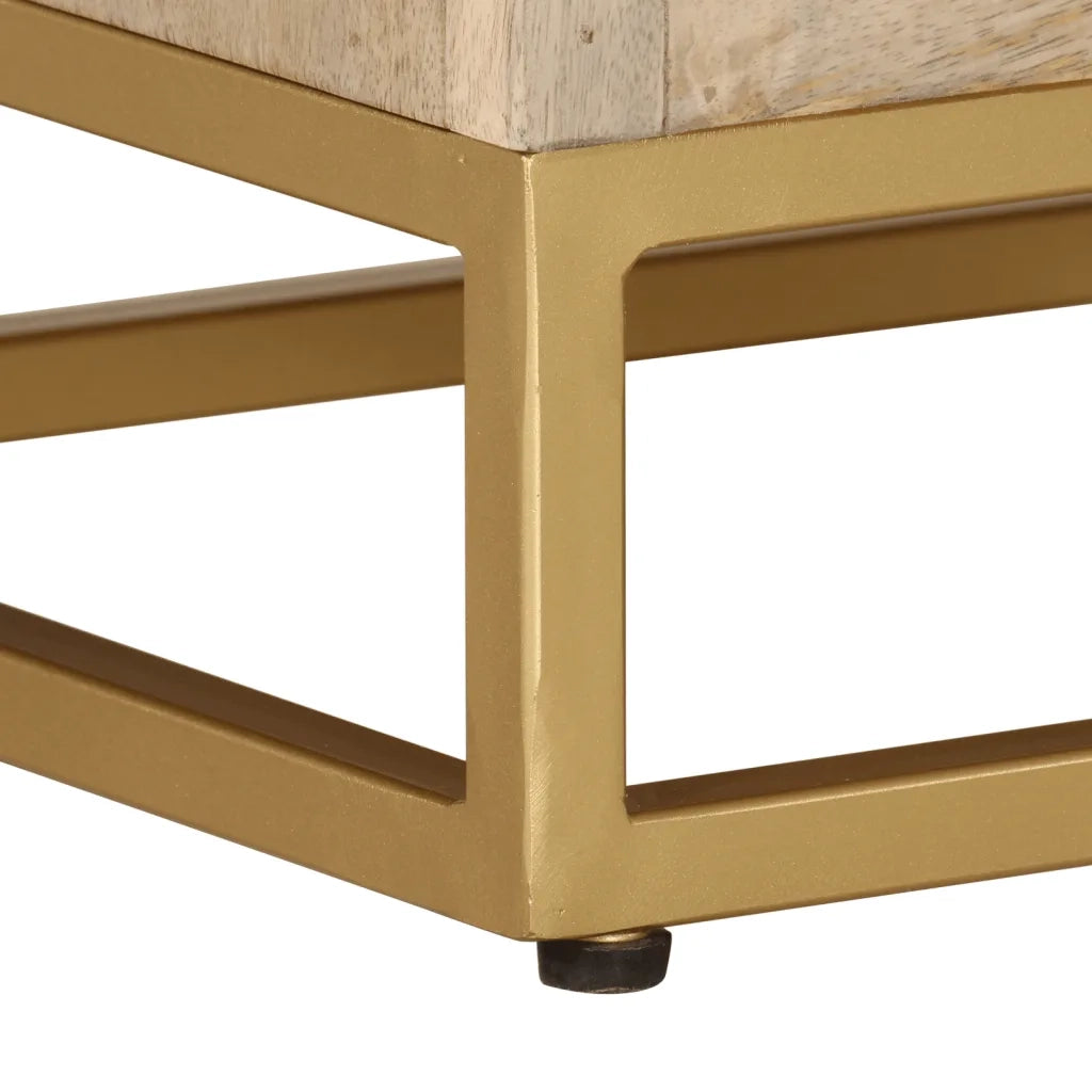 Comodino 40x30x50 cm in Legno Massello di Mango e Ferro 372009