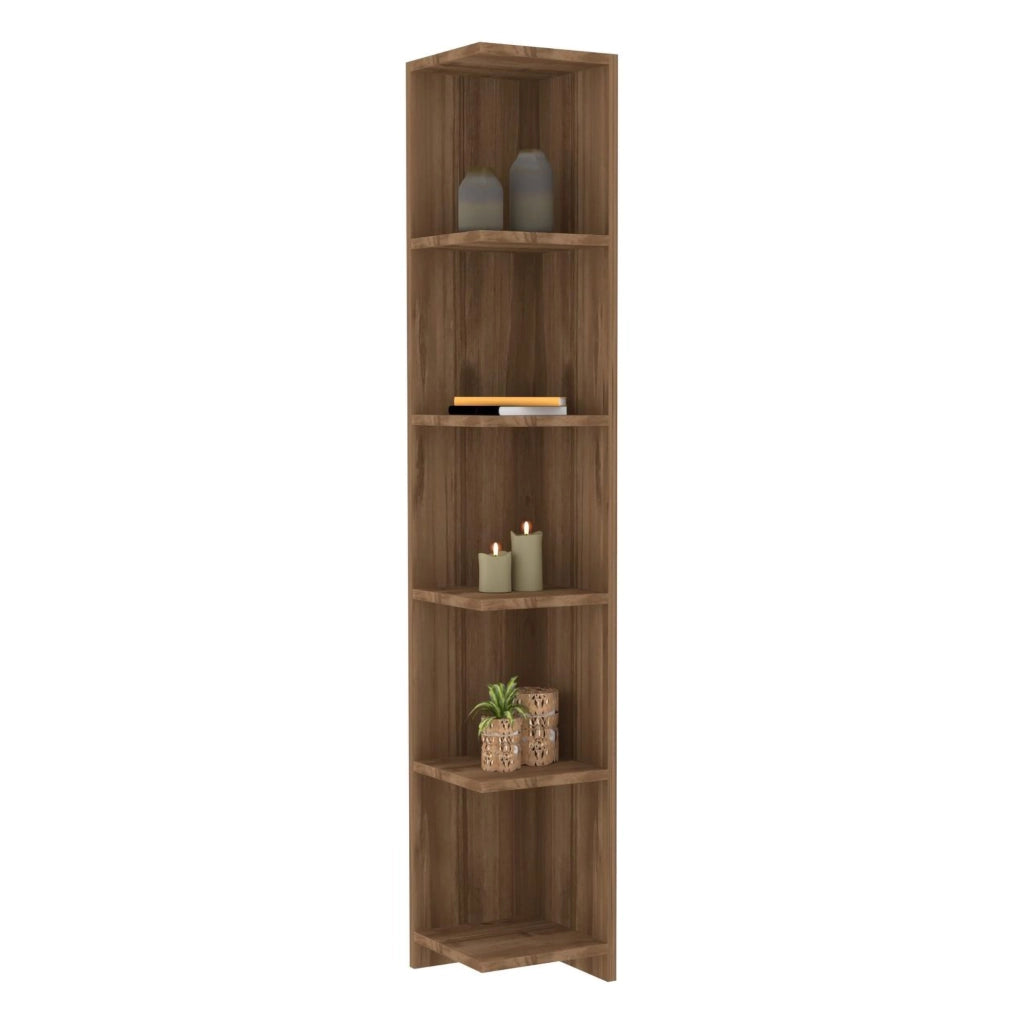 Biblioteca Tufillo, Libreria 5 Ripiani, 25x25x160h cm Marrone Noce