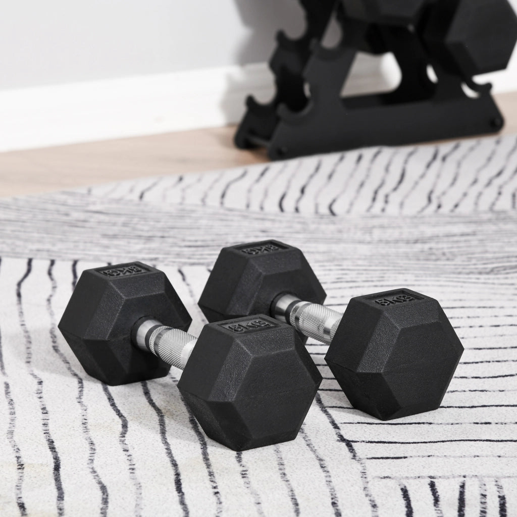 Set manubri esagonali 2x5 kg ¨C zephmum ¨C con barra di collegamento