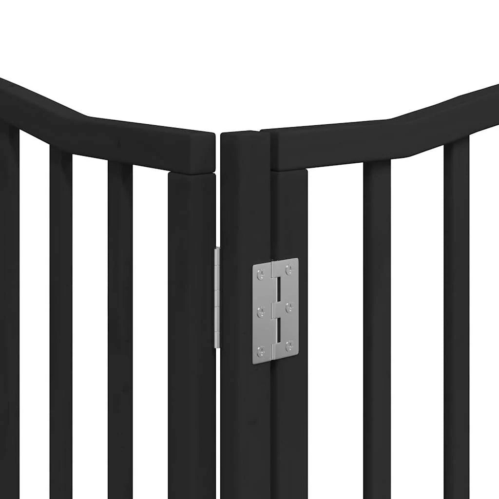 Cancelletto di sicurezza per animali domestici porta pieghevole 10 pannelli legno di pioppo nero 02_0023123