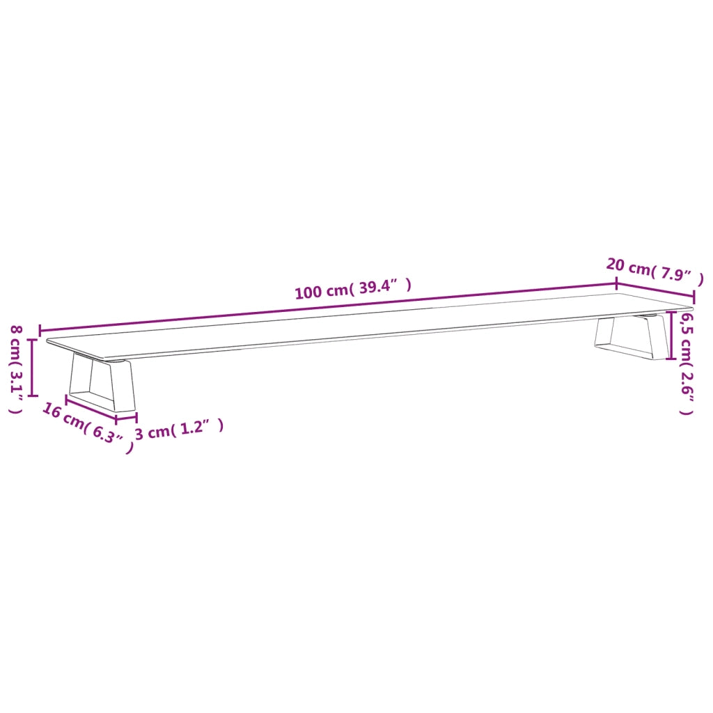 Supporto per Monitor Bianco 100x20x8cm Vetro Temperato Metallo 374218