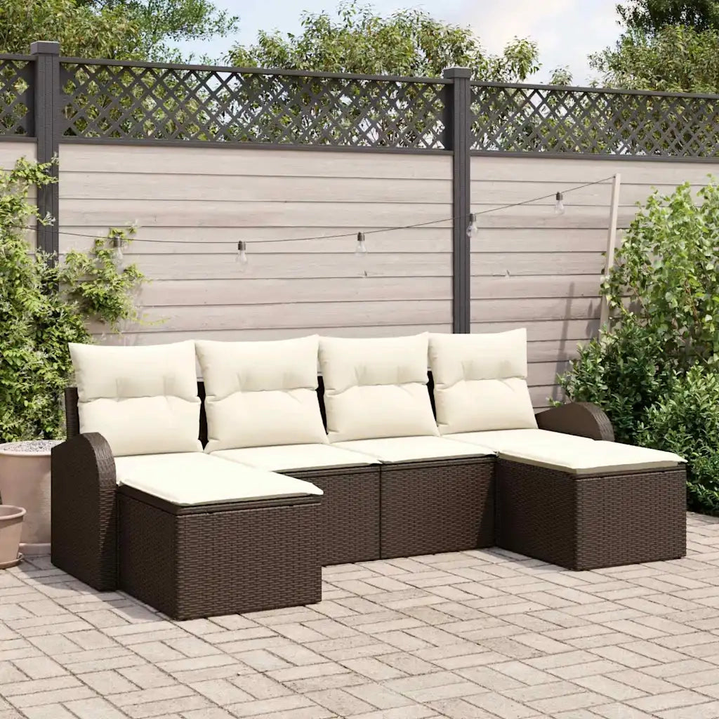 Set Divano da Giardino 6 pcs Marrone Rattan in Polipropilene 3346148