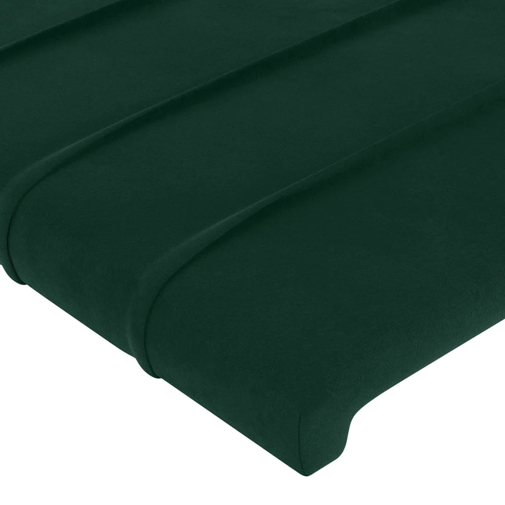 Testiera ad Orecchio-Testata con Orecchie Verde Scuro 183x16x78/88 cm in Velluto 305041