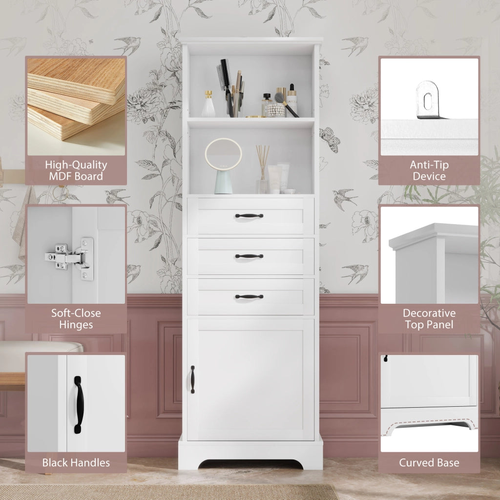 Armadietto Bagno con Cassetti e Ripiani ¨C MINIMAL ¨C Bianco 56x25.6x167