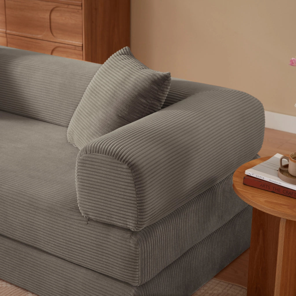 Divano letto modulare in velluto taupe