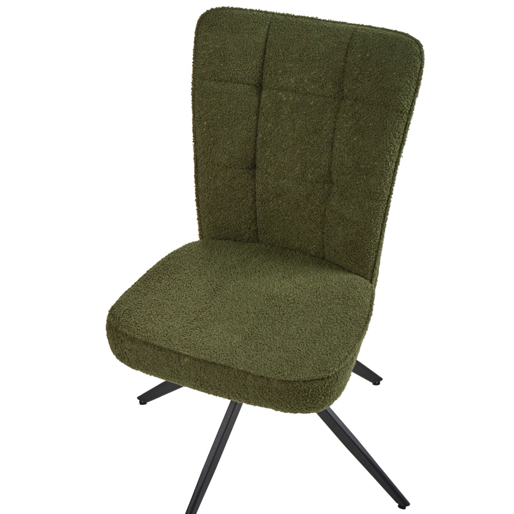 Set di 2 sedie da pranzo girevoli Rivestimento bouclé verde Base con gambe in metallo Sala da pranzo