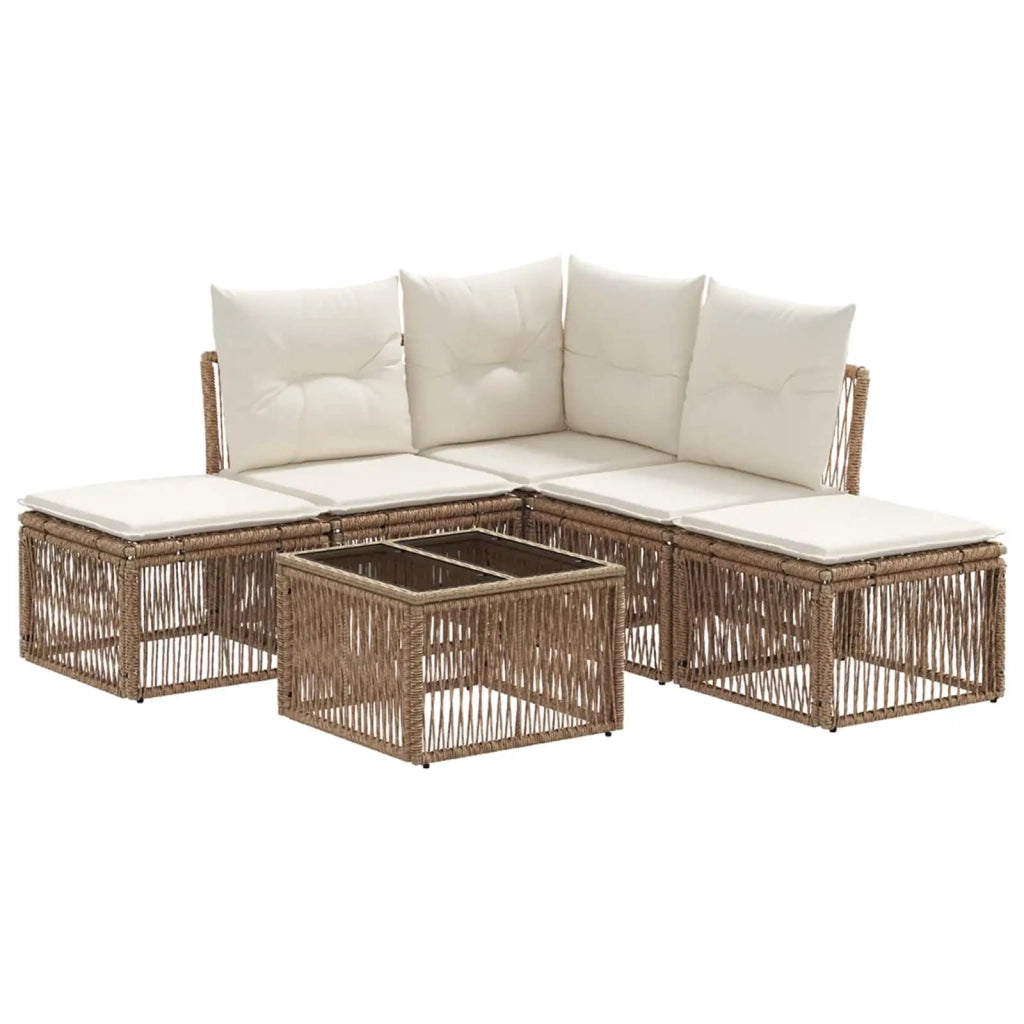 Set Divano da Giardino 6 pcs Beige polyrattan
