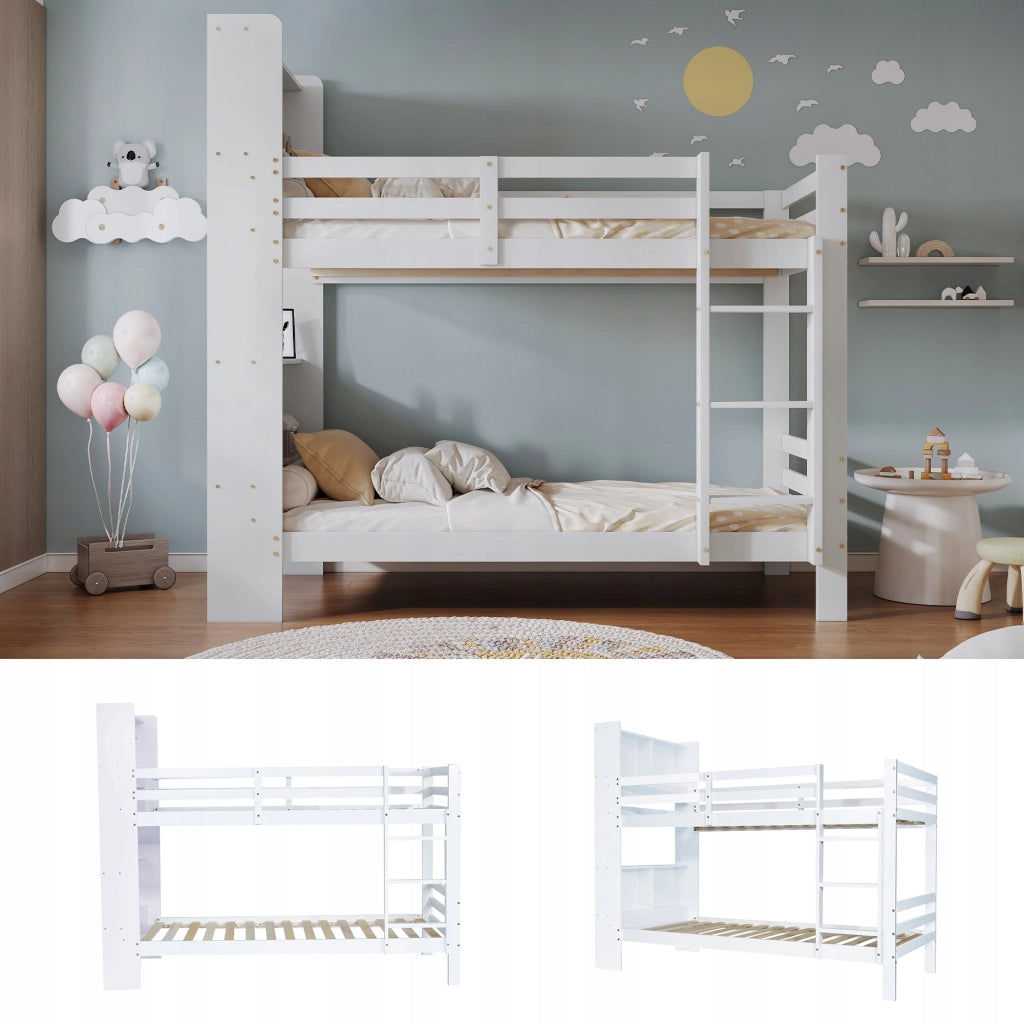 Letto a castello con scaffali - Xylo - 90x200 - Bianco