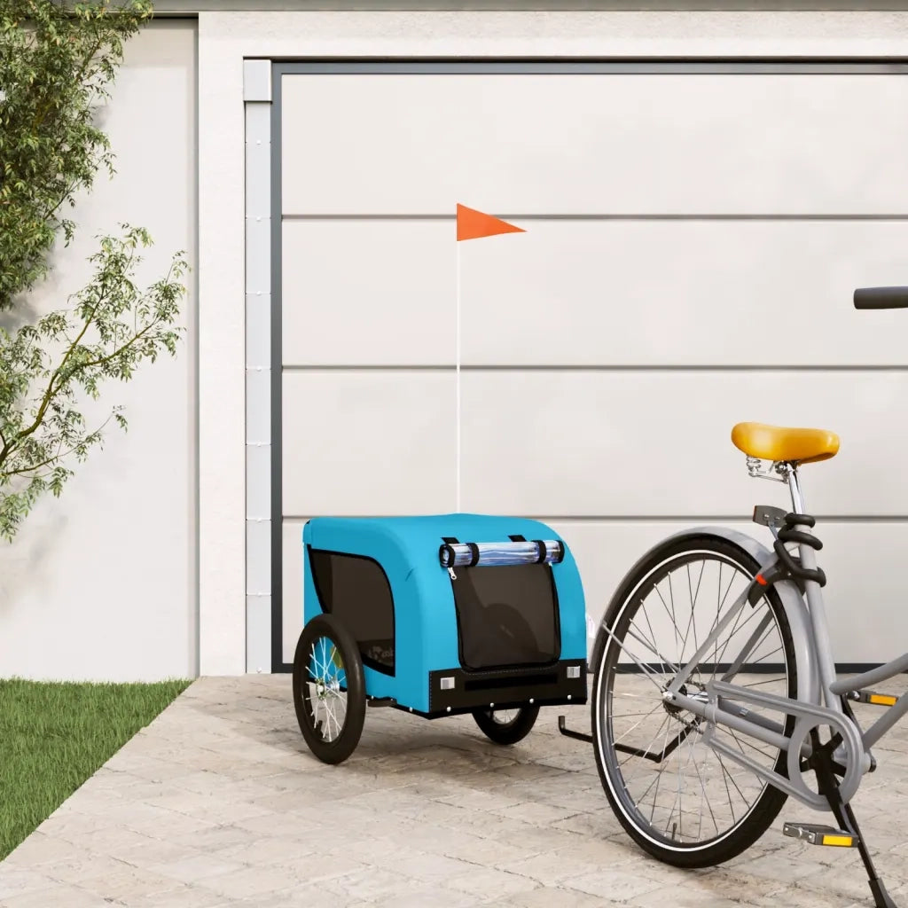 Rimorchio da Bici per Animali Blu e Nero Oxford e Ferro CFW3077266