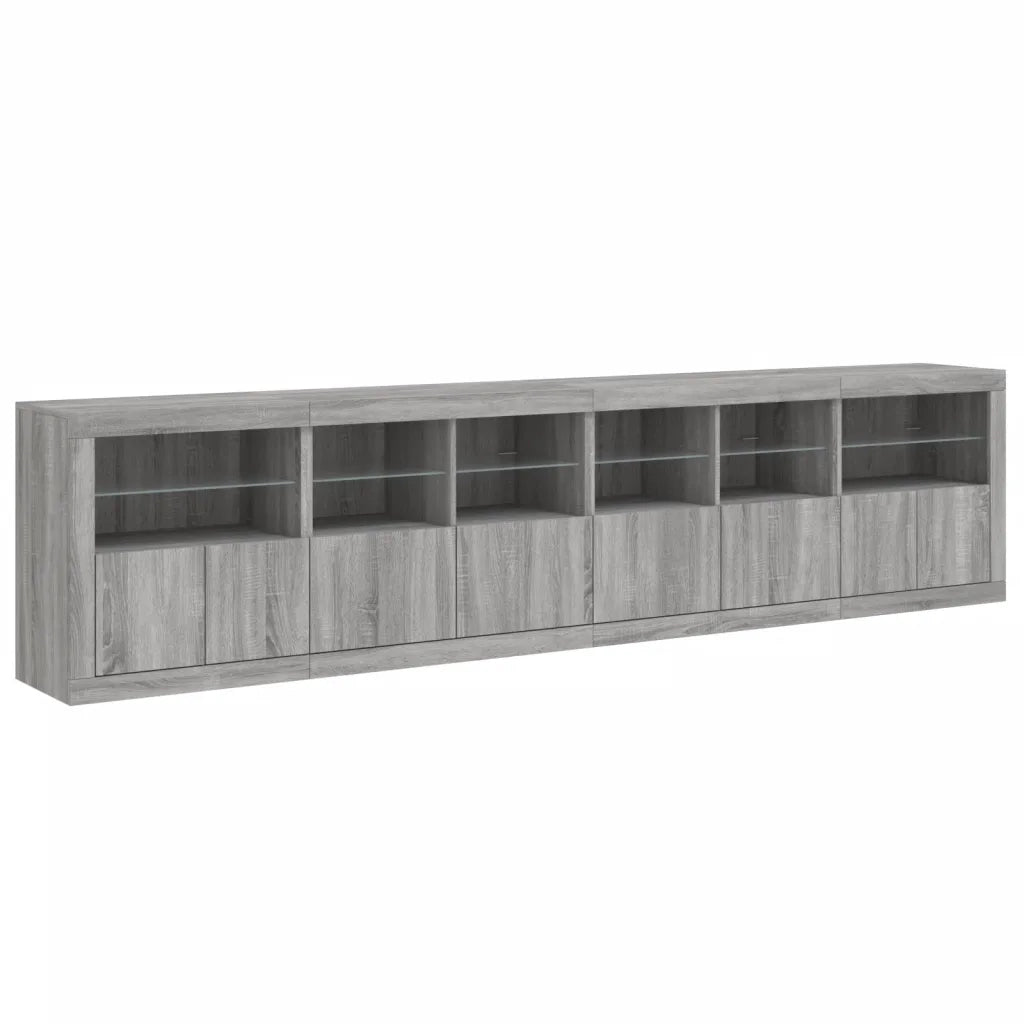 Credenza con Luci LED Grigio Sonoma 283x37x67 cm 3209021