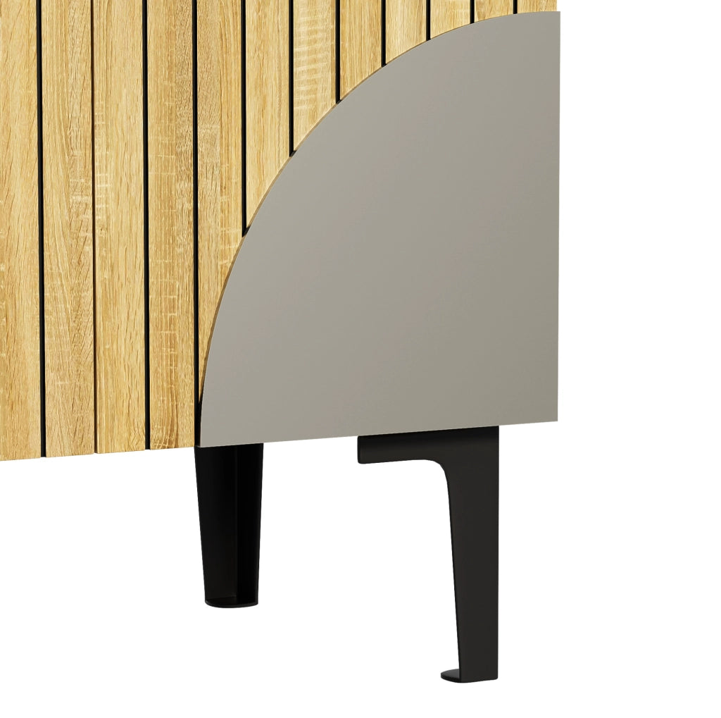 Armadio contenitore moderno con 4 ante e 4 cassetti; 160x36x94 cm; effetto legno