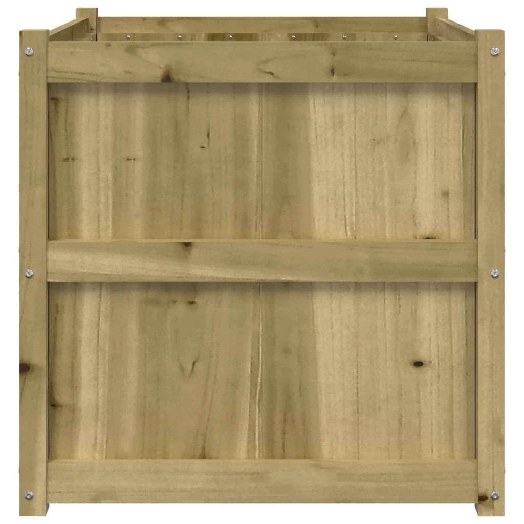 Vaso per fioriera aiuola rialzata piante fiori terrazza giardino esterno 70 x 70 x 70 cm legno di pino impregnato marrone 02_0038559