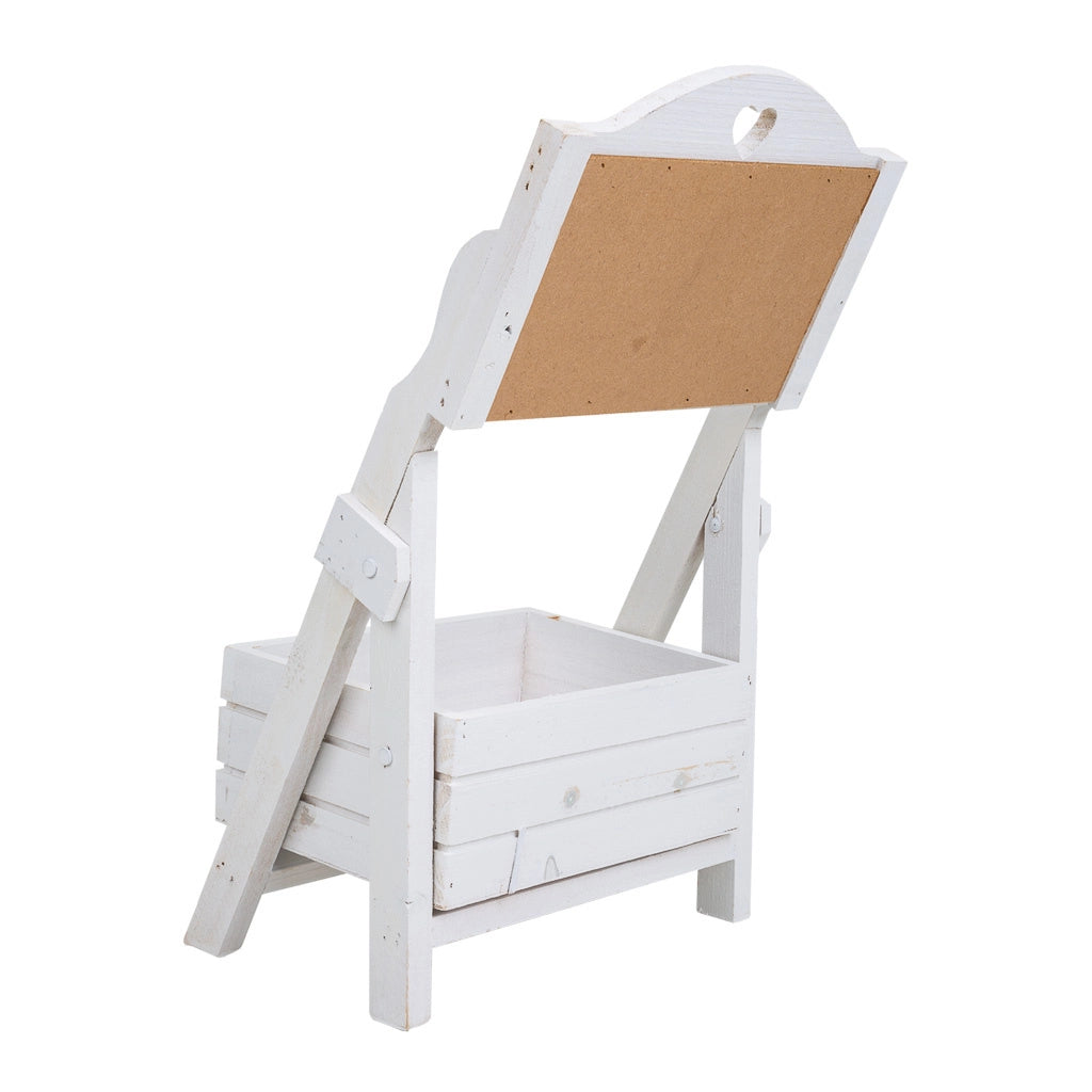 Cesto in legno con bordo bianco 26x16x43h