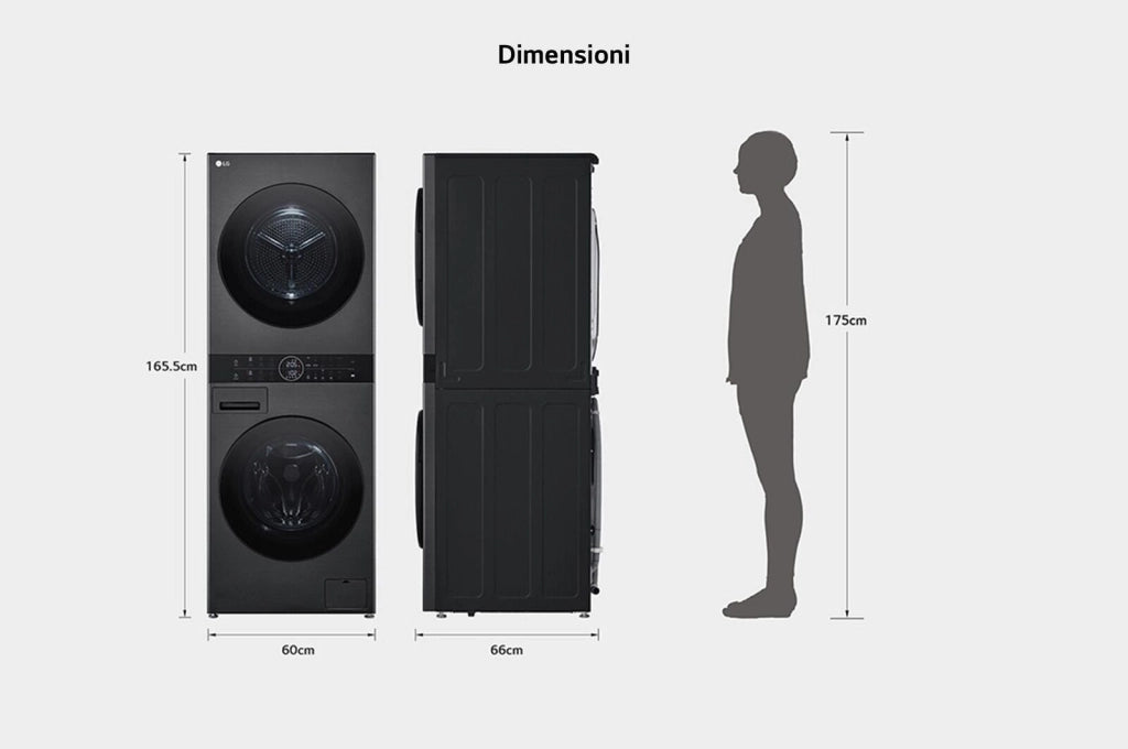 LG WashTower WT1210BBF Colonna Bucato 12/10kg AI DD, Classe A, Pannello unificato