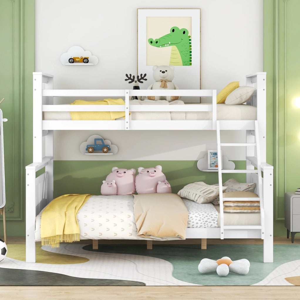 Letto a castello 90/140x200 cm bianco in pino e MDF, trasformabile in 2 letti