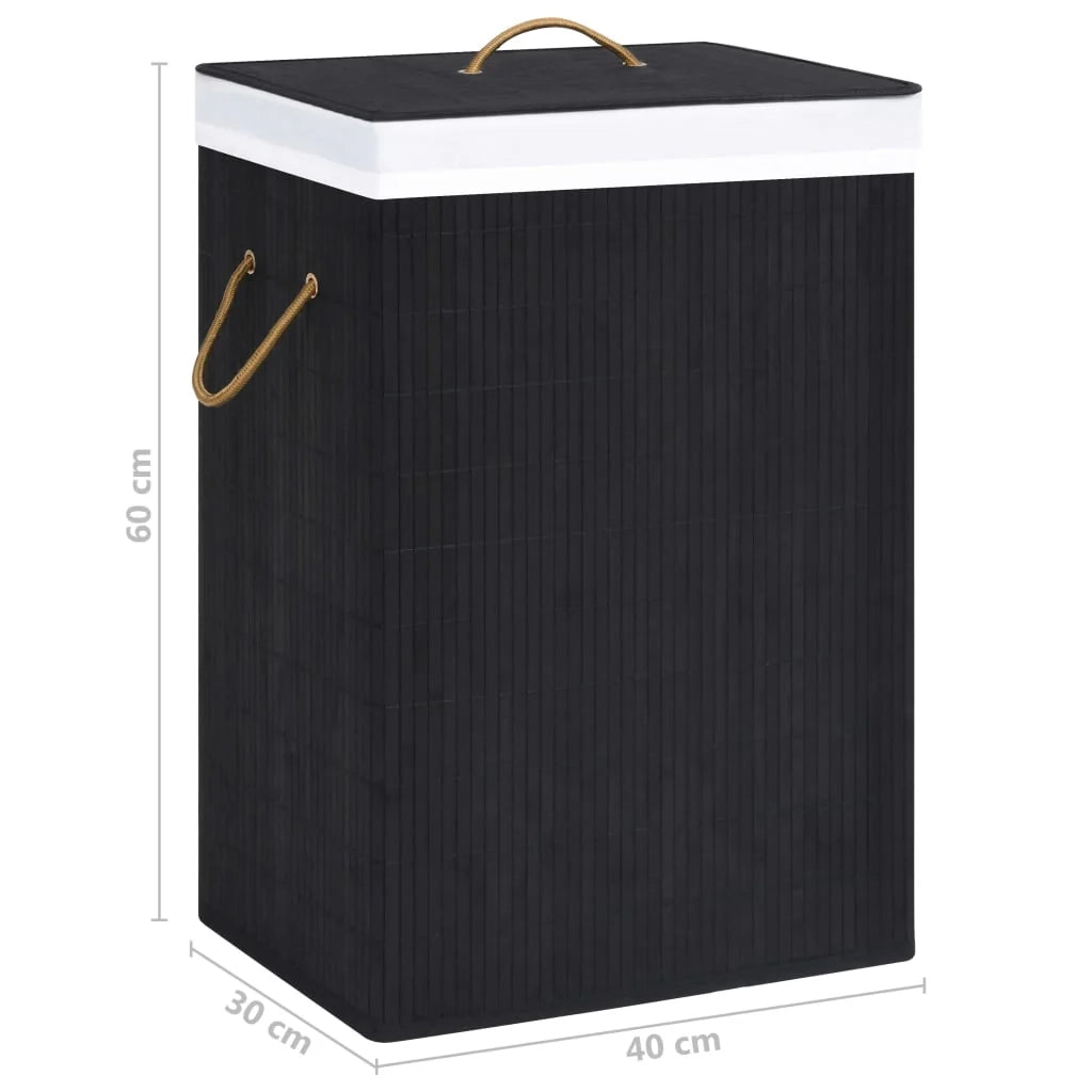 Cesto portabiancheria con una sezione 40 x 30 x 60 cm bambù nero 02_0006204