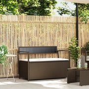 vidaXL Panca Portaoggetti da Giardino con Cuscino Marrone Polyrattan