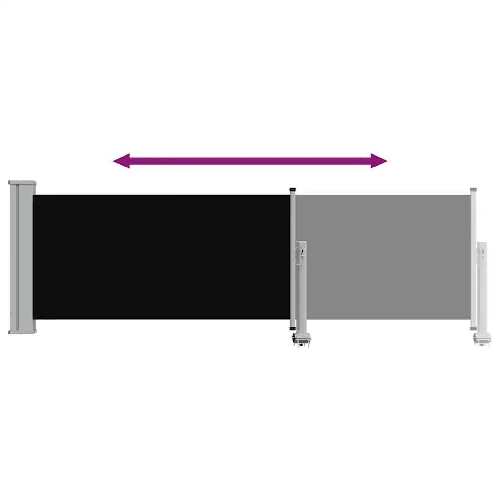 Tenda Laterale Retrattile per Patio-Tenda parasole per balcone 80x300 cm Nera