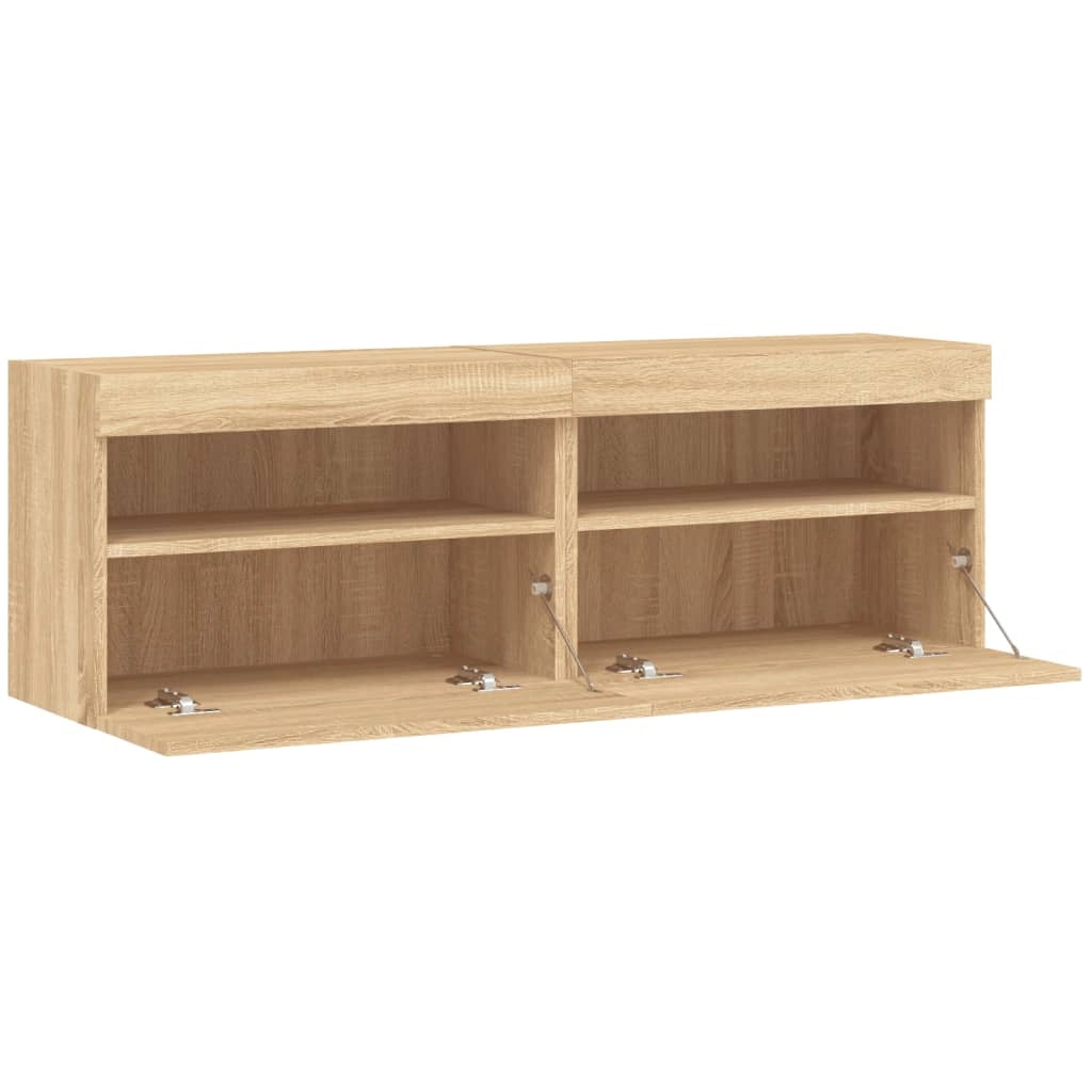 Mobile TV multimediale da parete mensola TV mobile TV sala da pranzo soggiorno camera da letto luci LED 2 pezzi rovere Sonoma 60 x 30 x 40 cm marrone 02_0029178