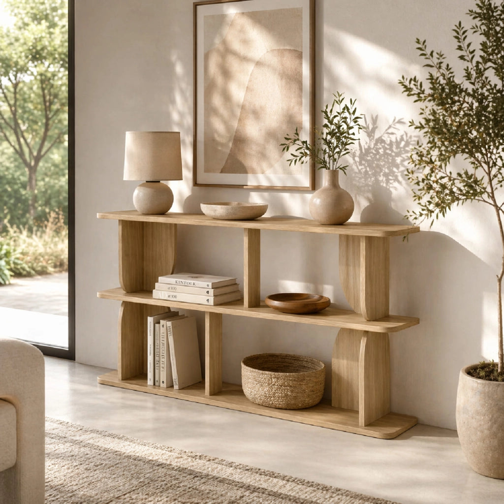 Libreria Moderna Design Minimal Con 4 Vani A Giorno E 3 Ripiani Per Soggiorno Corridoio Studio Ufficio Mobile Stile Contemporaneo In Melaminico 160 X 74 X 34 Cm Rovere Naturale