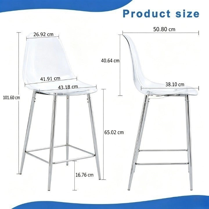 Set 4 Sgabelli Trasparenti ¨C MINIMAL ¨C Gambe in Metallo, Design Moderno per Cucina e Bar