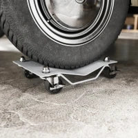 DURHAND Set di 2 Carrelli Sposta Auto in Metallo Antiscivolo con Ruote Girevoli e Bloccabili, Argento