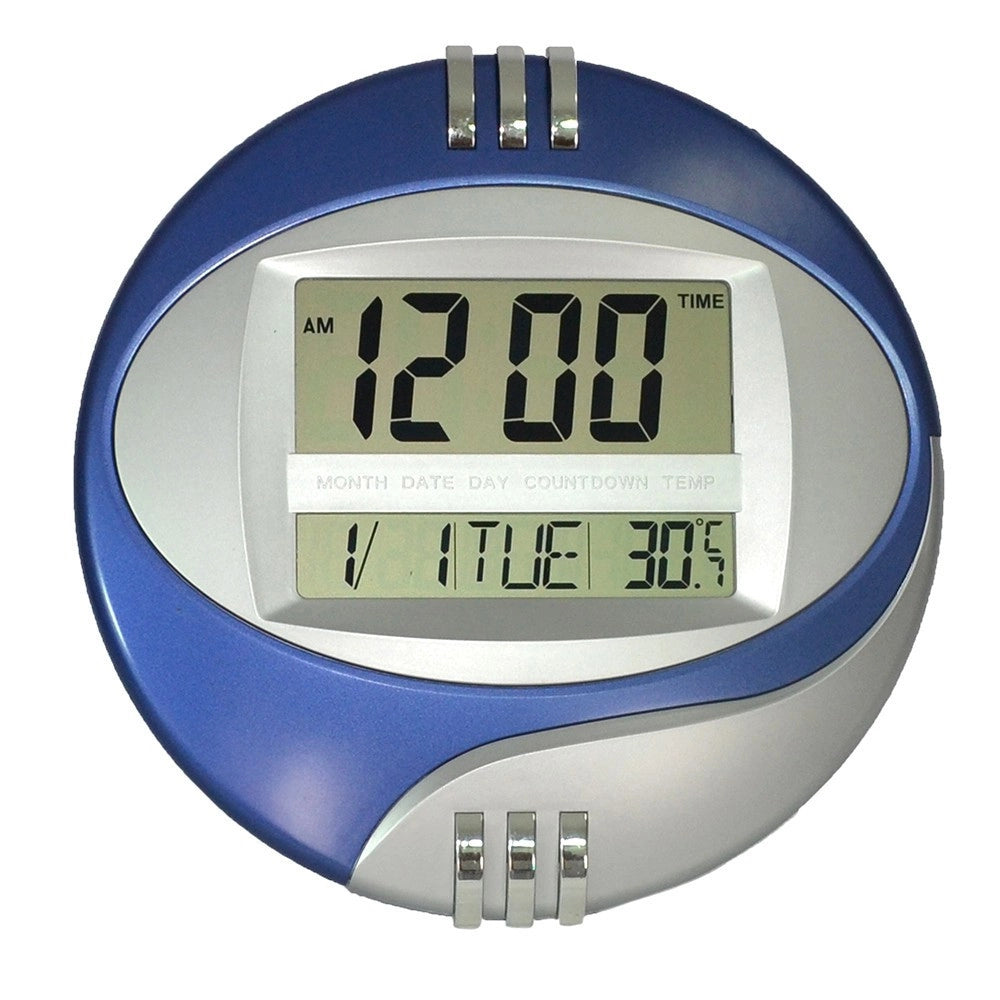 Trade Shop - Orologio Digitale Da Per Parete Muro Tavolo Datario Temperatura Display Lcd -