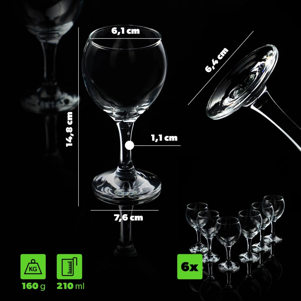 Set di 6 bicchieri da vino rosso KADAX da 210 ml, confezione regalo.