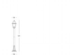 LAMPIONE CON COLONNA 'OLD' 60 W - cm 18 x 18 x h 121 bia./arg.  - SOVIL