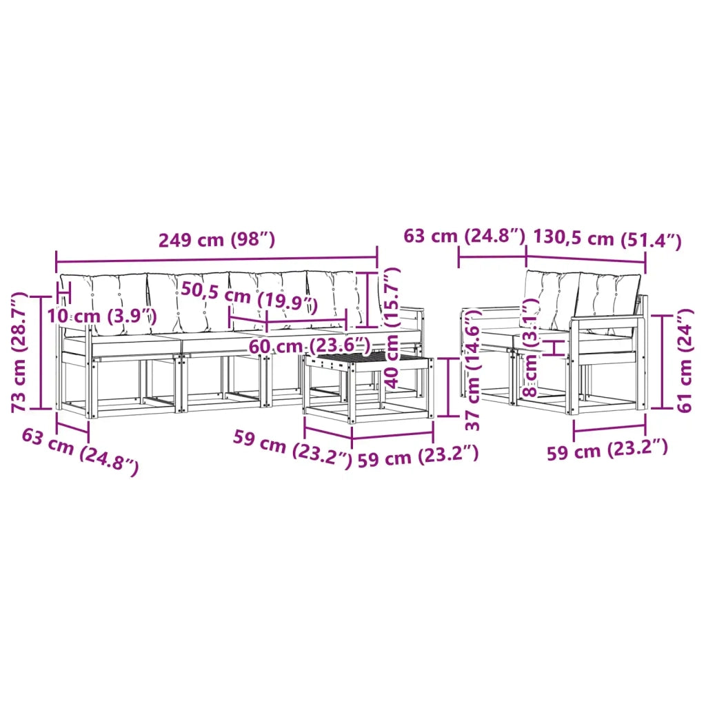 Set di divani da esterno 7 pcs Grigio Naturale e Chiaro 3368418