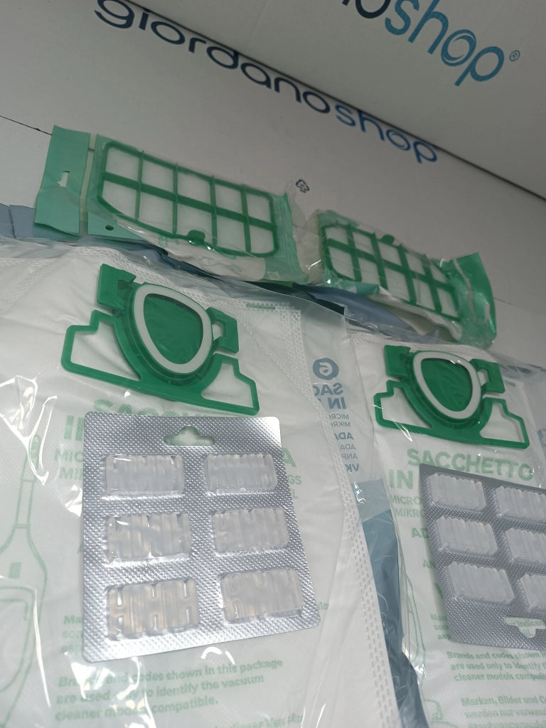Kit Ricambi 12 Sacchetti 2 Filtri 12 Profumatori Compatibili Folletto VK200 VK220