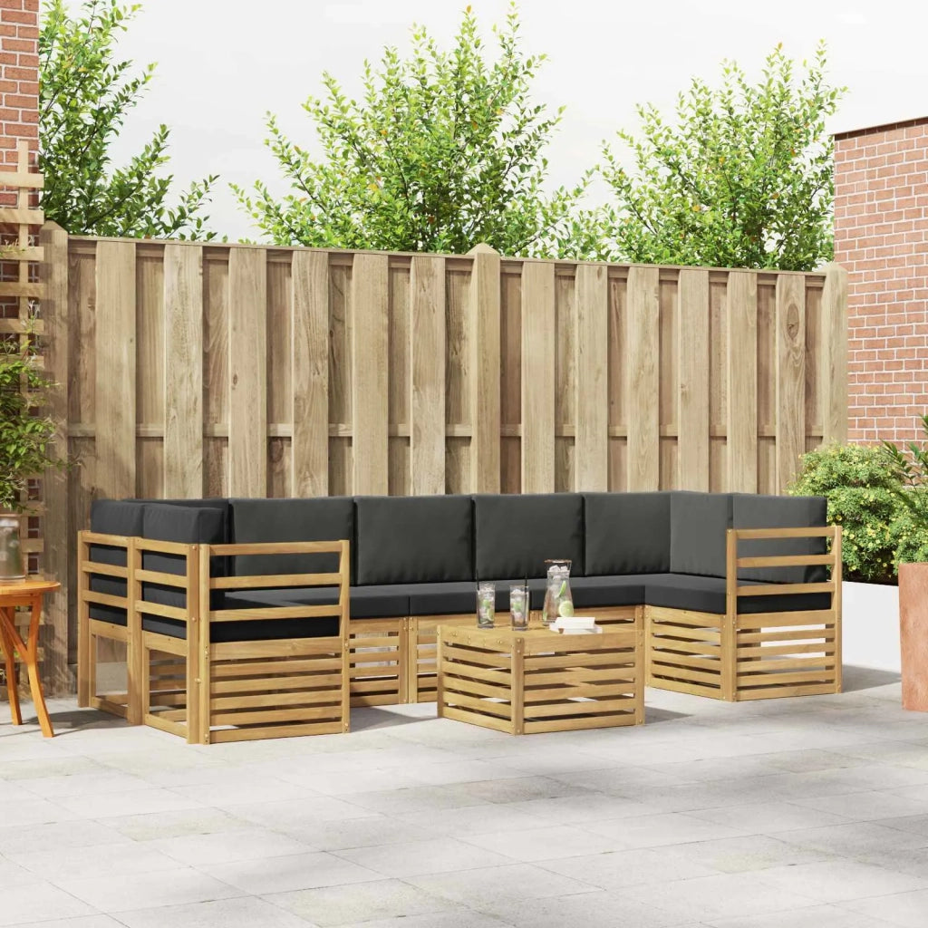 Set di divani da esterno 8 pcs Bianco e Antracite Poliestere