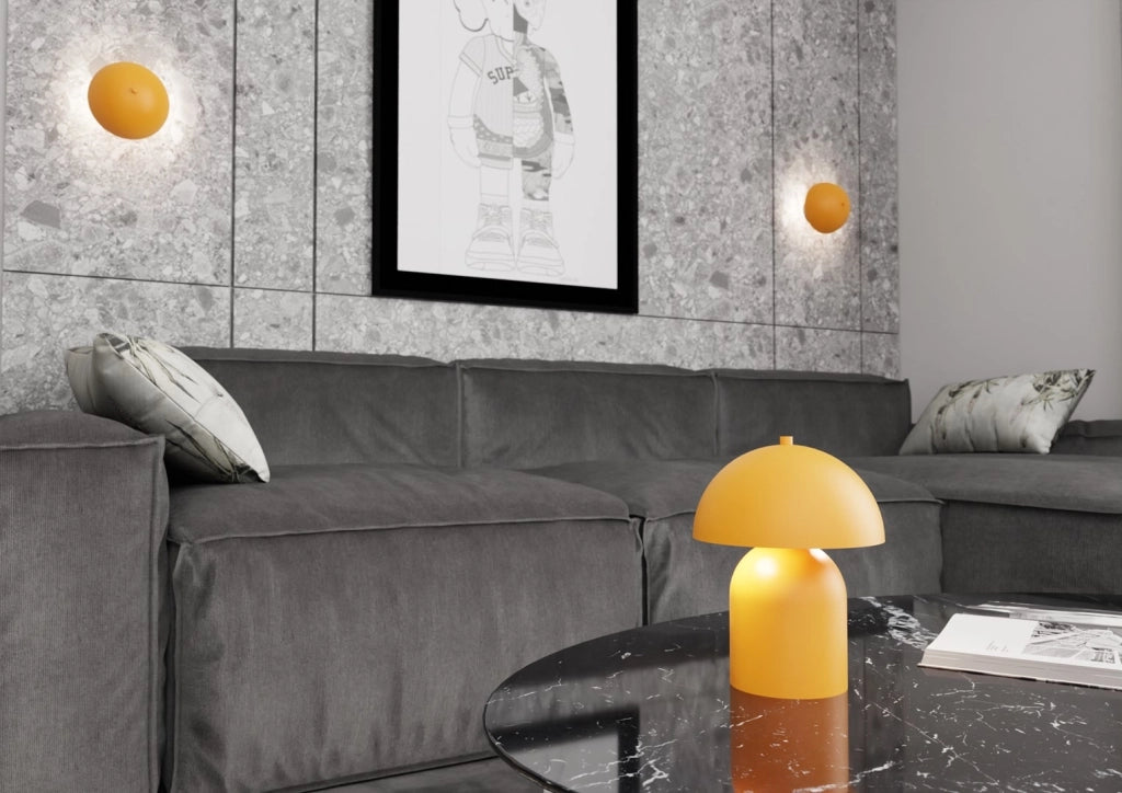 Lampada Da Tavolo Moderna Hera Acciaio Arancione 2 Luci G9 Ip20