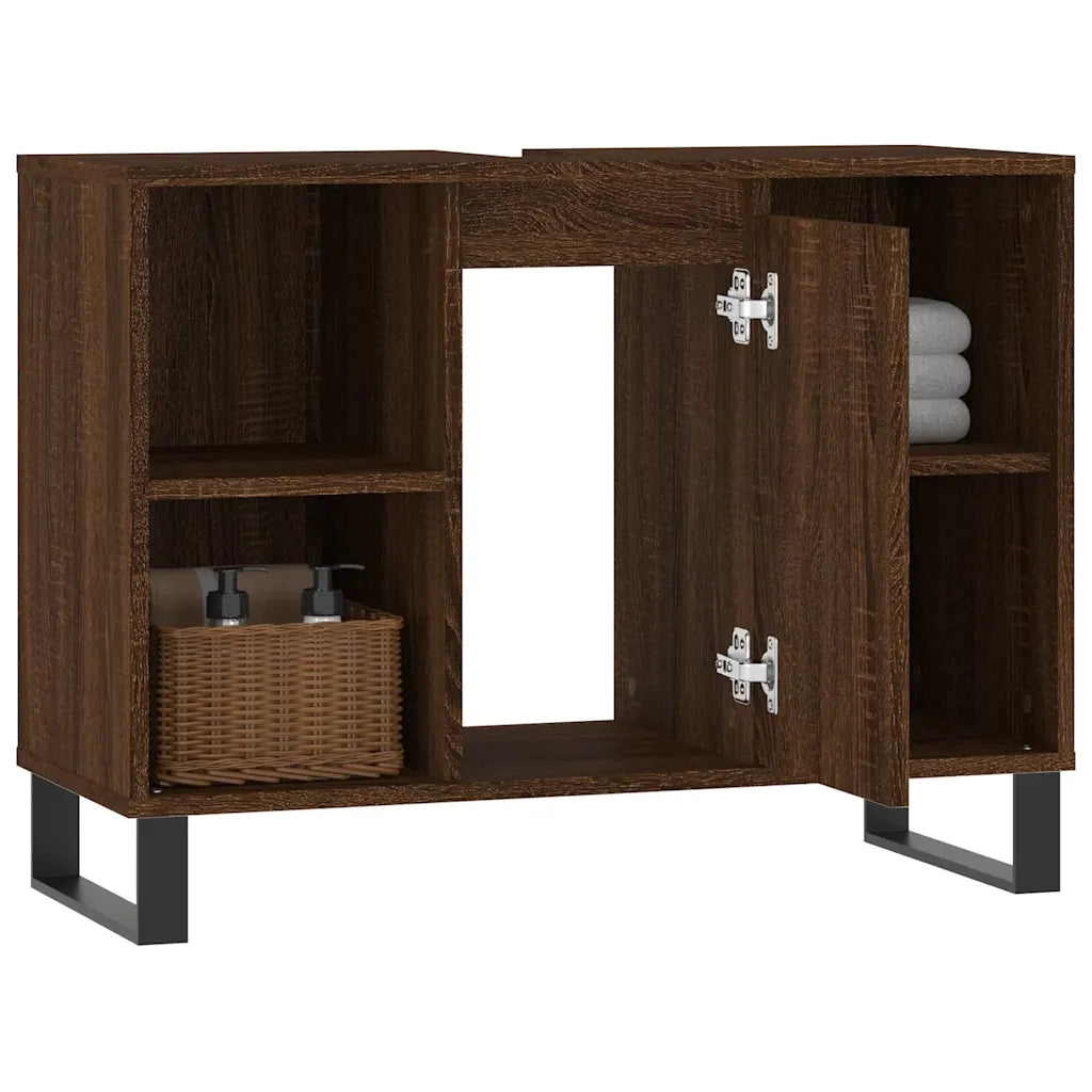 Armadietto Bagno Rovere Marrone 80x33x60cm in Legno Multistrato 831643