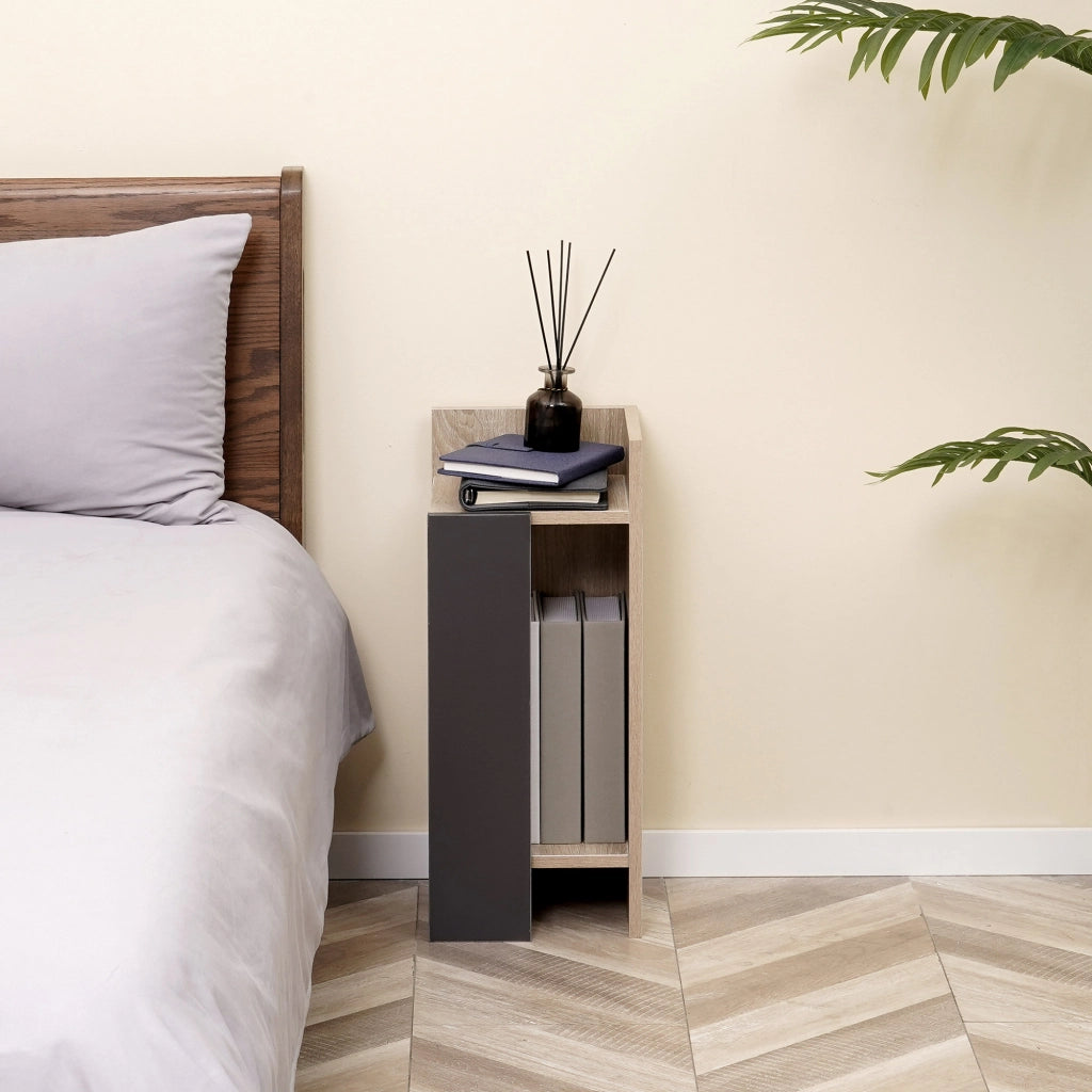 EasyComfort Comodino Moderno Grigio con Ripiano Aperto, Set 2 Pezzi in Truciolato per Camera da Letto e Soggiorno, 27x25x60cm