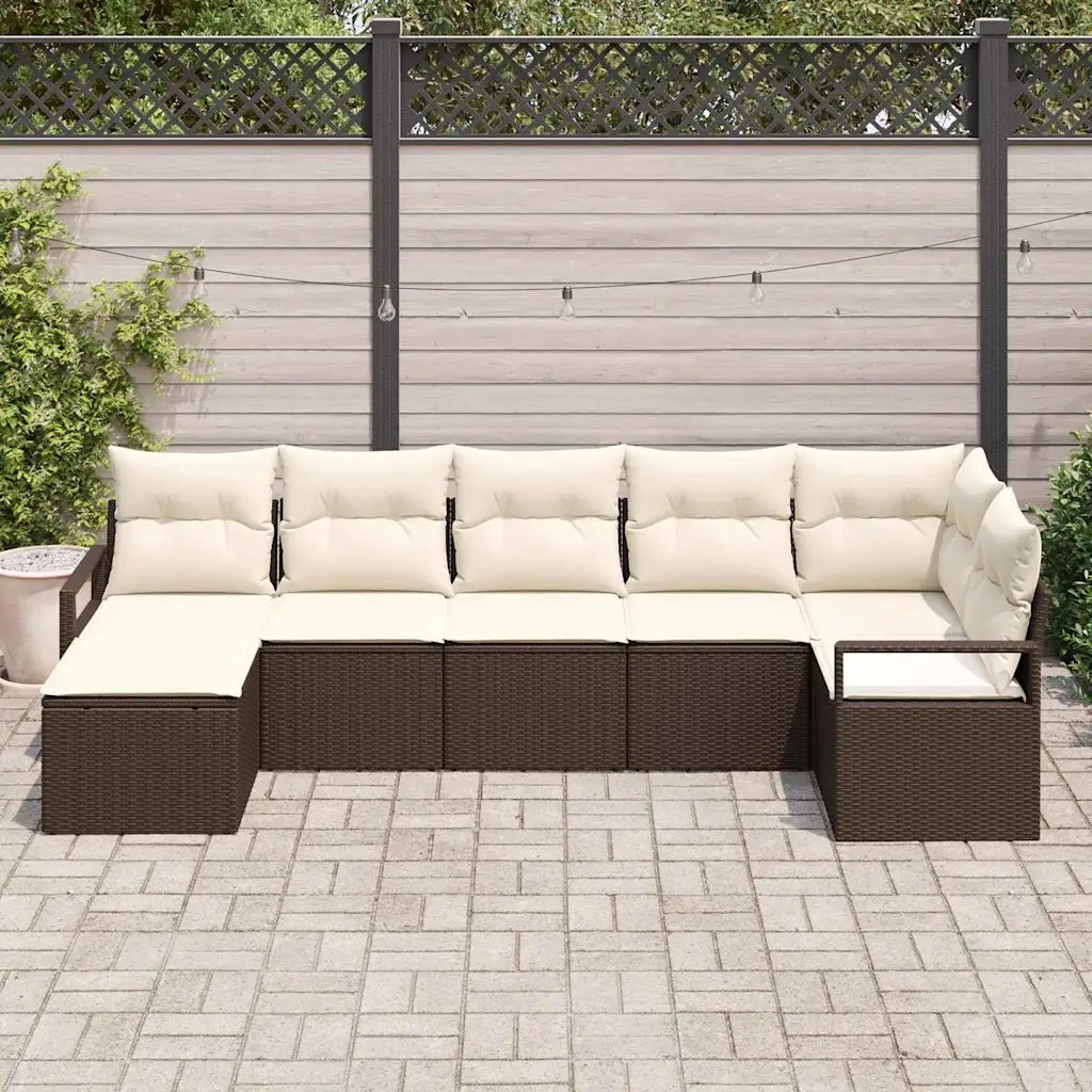 Set di divani 7 pcs Marrone polyrattan